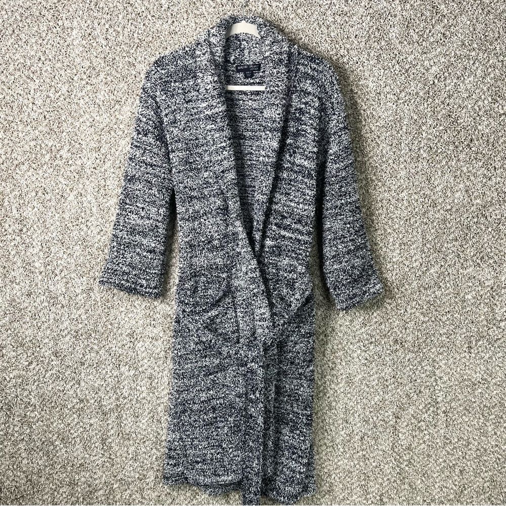 Barefoot Dreams CozyChic Knit Heathered Dark Blue Long Adult Robe in Size 1